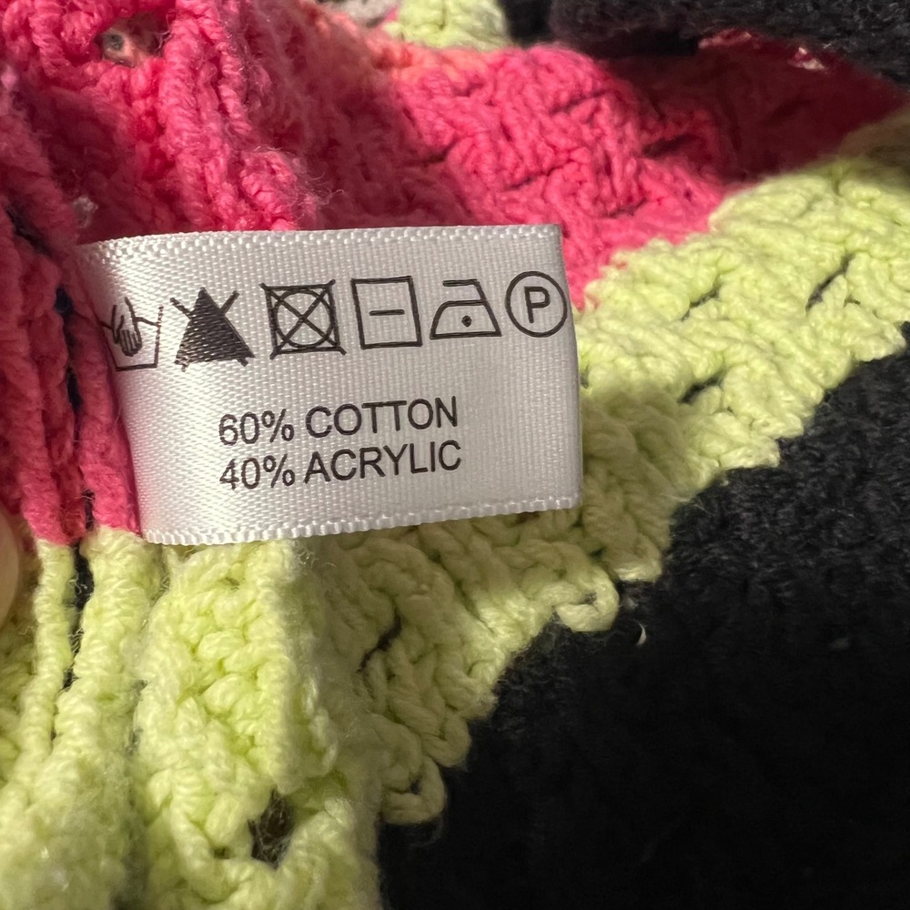 Lisa Todd Womens XS Striped Open Knit Cotton Blend Sweater Multi-Color Crew Neck - Picture 7 of 7